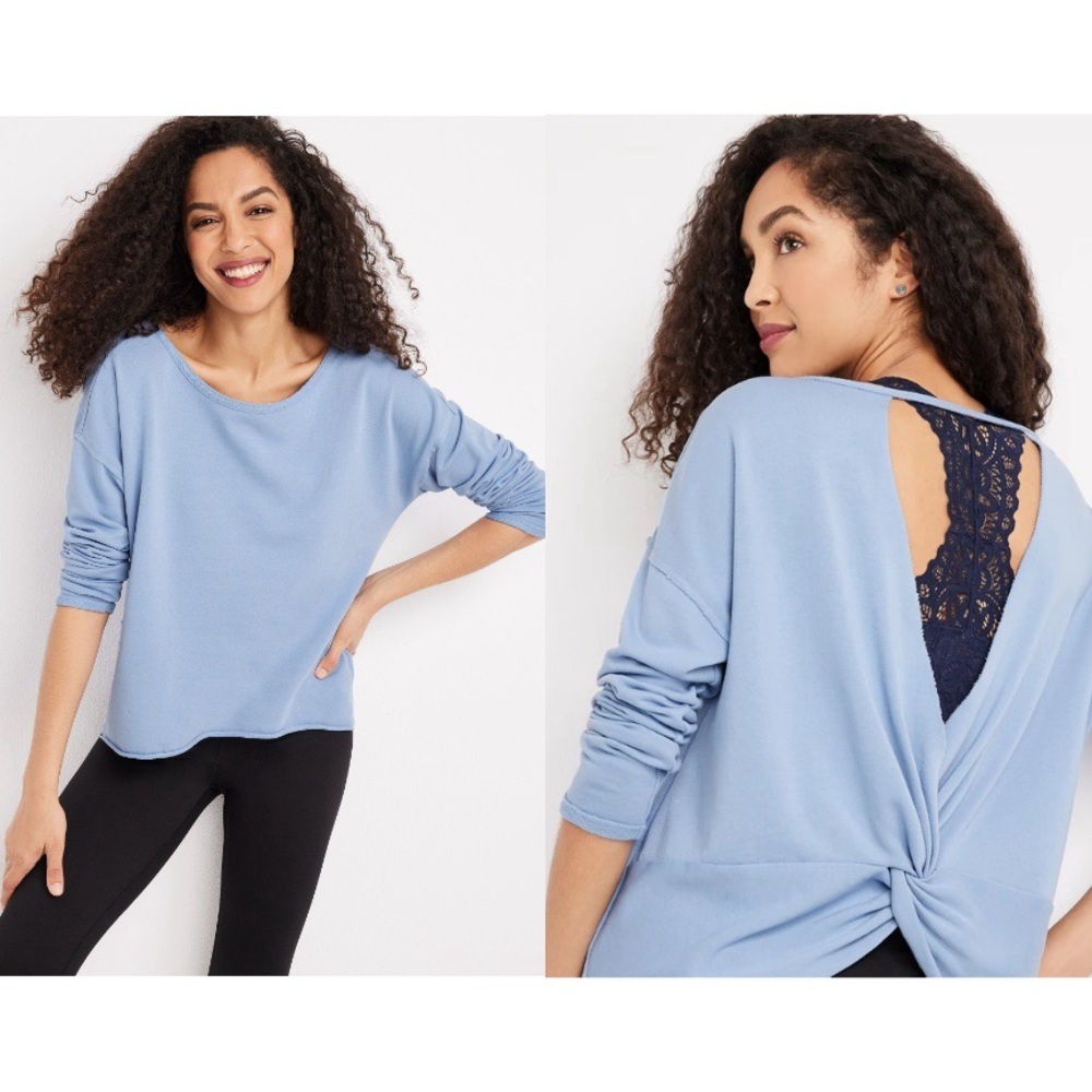 Maurices Twist Back Sweatshirt Solid Baby Blue Pullover Nwt Medium Women’s